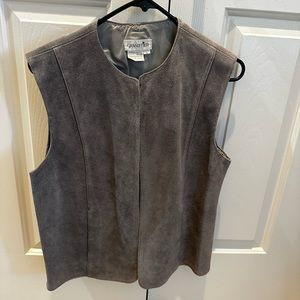 Gray suede leather vest